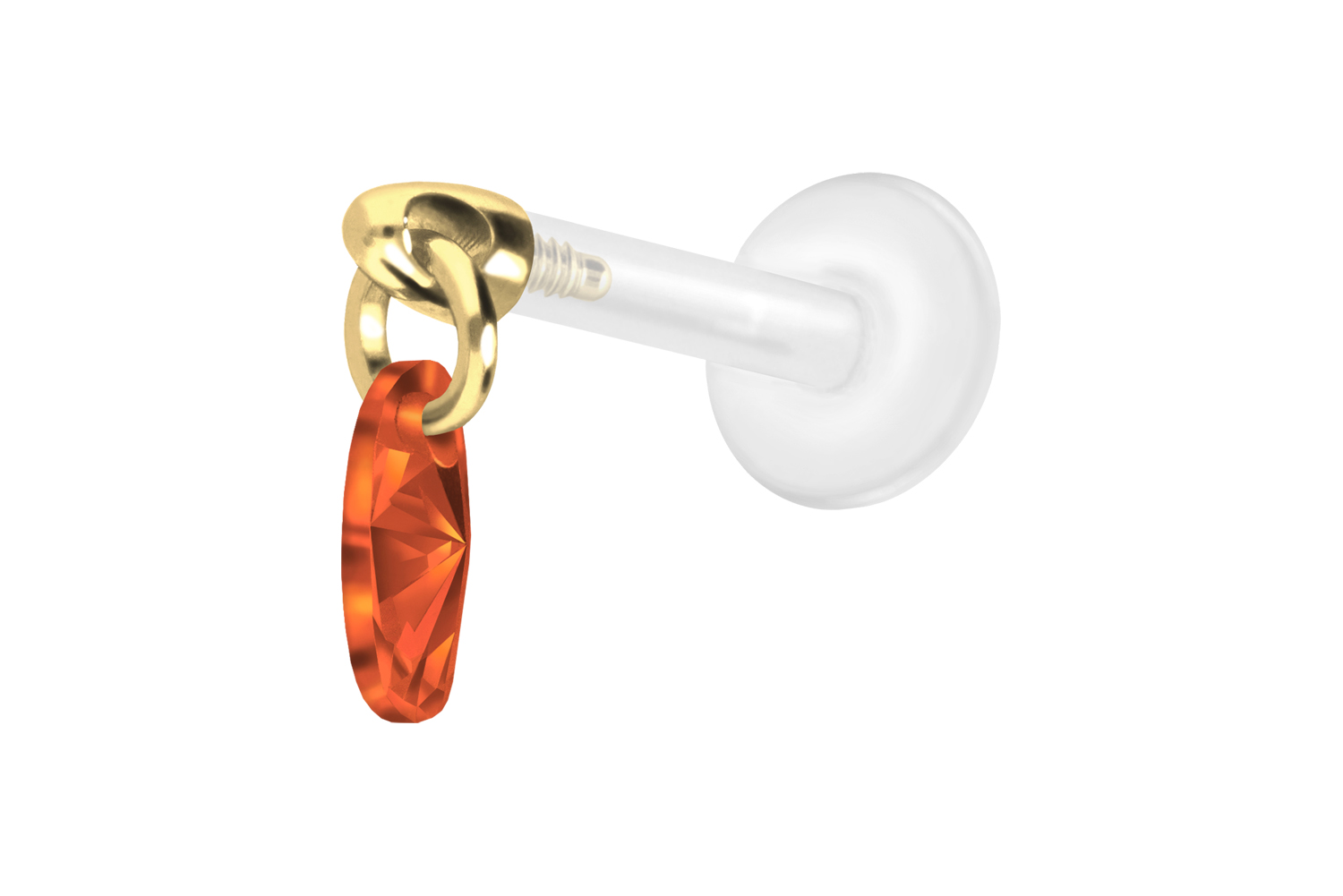 PTFE Labret Piercing mit Innengewinde + Titan-Aufsatz KRISTALLOVAL